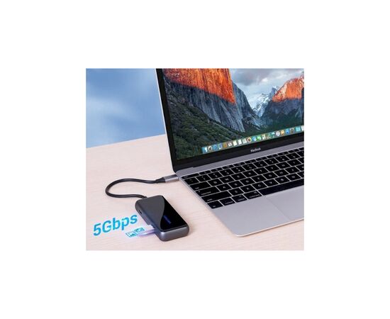 Концентратор Vention USB 3.1 Type-C to 4хUSB 3.0/PD 87W 5-in-1 Gray Mirrored Surface (TFDHB), изображение 7 Концентратор Vention USB 3.1 Type-C to 4хUSB 3.0/PD 87W 5-in-1 Gray Mirrored Surface (TFDHB), изображение 7