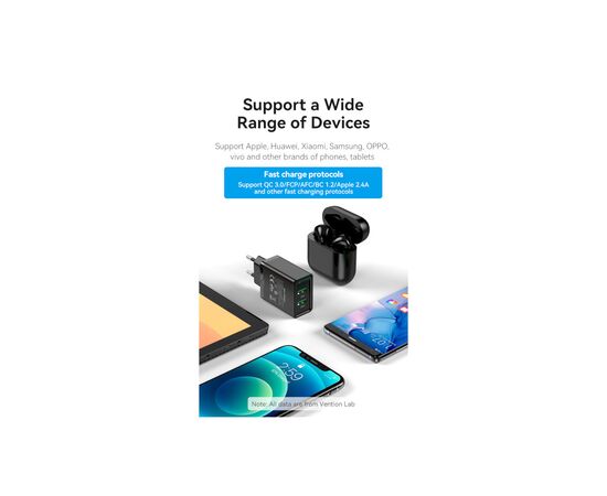 Зарядное устройство Vention 2xUSB 36W (2xUSB-A) QC3.0 black (FBAB0-EU), изображение 7 Зарядное устройство Vention 2xUSB 36W (2xUSB-A) QC3.0 black (FBAB0-EU), изображение 7