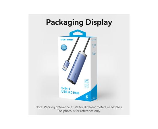 Концентратор Vention USB 3.0 to USB 3.0x3/RJ45/Type-C Hub Blue Aluminum Alloy 5-in-1 (TGFSB), изображение 10 Концентратор Vention USB 3.0 to USB 3.0x3/RJ45/Type-C Hub Blue Aluminum Alloy 5-in-1 (TGFSB), изображение 10