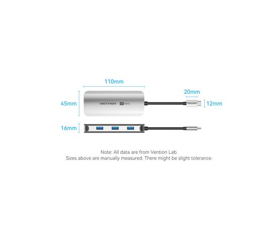 Концентратор Vention USB 3.1 Type-C to HDMI 4K60Hz/USB 3.0x3/RJ45/PD 100W 6-in-1 (TQHHB), изображение 12 Концентратор Vention USB 3.1 Type-C to HDMI 4K60Hz/USB 3.0x3/RJ45/PD 100W 6-in-1 (TQHHB), изображение 12