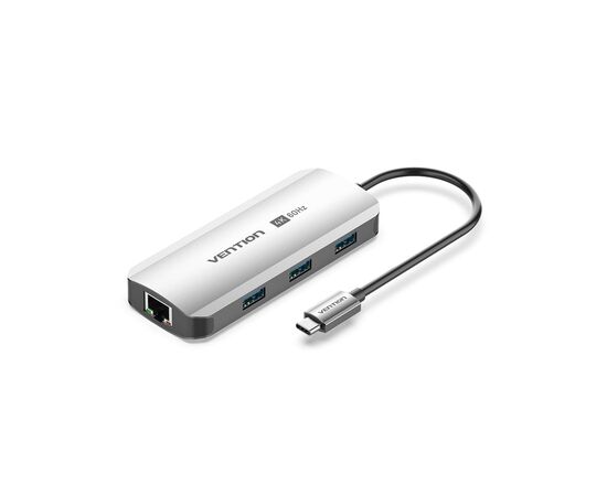 Концентратор Vention USB 3.1 Type-C to HDMI 4K60Hz/USB 3.0x3/RJ45/PD 100W 6-in-1 (TQHHB)