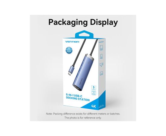 Концентратор Vention USB 3.1 Type-C to HDMI/USB 3.0x3/PD 100W Blue Aluminum Alloy Hub 5-in-1 (TGESB), изображение 12 Концентратор Vention USB 3.1 Type-C to HDMI/USB 3.0x3/PD 100W Blue Aluminum Alloy Hub 5-in-1 (TGESB), изображение 12
