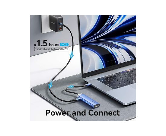Концентратор Vention USB 3.1 Type-C to HDMI/USB 3.0x3/PD 100W Blue Aluminum Alloy Hub 5-in-1 (TGESB), изображение 7 Концентратор Vention USB 3.1 Type-C to HDMI/USB 3.0x3/PD 100W Blue Aluminum Alloy Hub 5-in-1 (TGESB), изображение 7