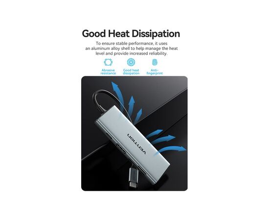 Концентратор Vention USB 3.1 Type-C to HDMI/USB 3.0x3/SD/TF/PD 100W 7-in-1 (TOPHB), изображение 11 Концентратор Vention USB 3.1 Type-C to HDMI/USB 3.0x3/SD/TF/PD 100W 7-in-1 (TOPHB), изображение 11