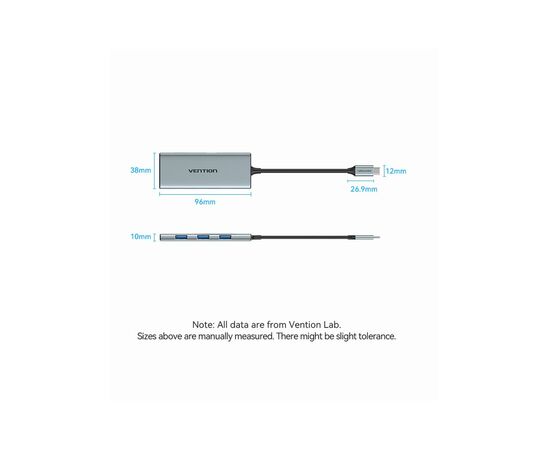 Концентратор Vention USB 3.1 Type-C to HDMI/USB 3.0x3/SD/TF/PD 100W 7-in-1 (TOPHB), изображение 12 Концентратор Vention USB 3.1 Type-C to HDMI/USB 3.0x3/SD/TF/PD 100W 7-in-1 (TOPHB), изображение 12