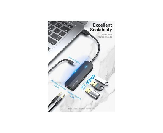 Концентратор Vention USB 3.0 to 3хUSB 3.0/2хTRS Audio/USB Micro 1.0m (CHIBF), изображение 9 Концентратор Vention USB 3.0 to 3хUSB 3.0/2хTRS Audio/USB Micro 1.0m (CHIBF), изображение 9