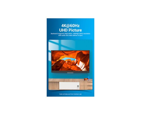 Кабель мультимедийный USB-C 3.1 to DisplayPort M 1.5m v.1.2 4K60Hz Aluminum Alloy black Vention (CGZBG), изображение 3 Кабель мультимедийный USB-C 3.1 to DisplayPort M 1.5m v.1.2 4K60Hz Aluminum Alloy black Vention (CGZBG), изображение 3