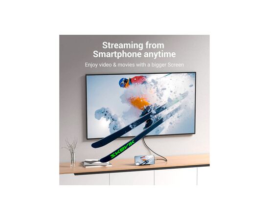 Кабель мультимедийный USB-C 3.1 to HDMI 1.5m 4K 60 Гц Thunderbolt 3 HDCP2.2 PVC Black Vention (CRBBG), изображение 4