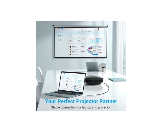 Кабель мультимедийный USB-C 3.1 to HDMI 1.5m 4K 60 Гц Thunderbolt 3 HDCP2.2 PVC Black Vention (CRBBG), изображение 5