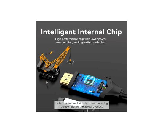 Кабель мультимедийный USB-C 3.1 to HDMI 1.5m 4K 60 Гц Thunderbolt 3 HDCP2.2 PVC Black Vention (CRBBG), изображение 7