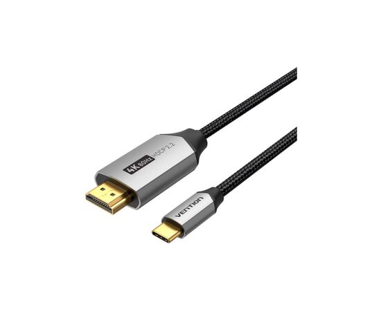 Кабель мультимедийный USB-C 3.1 to HDMI 1.5m 4K 60 Гц Thunderbolt 3 HDCP2.2 PVC Black Vention (CRBBG)