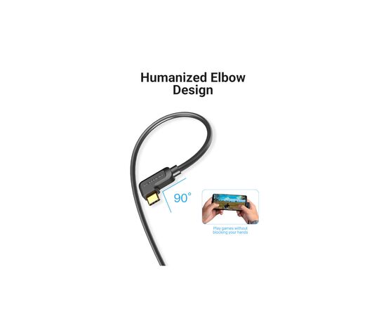 Кабель мультимедийный USB-C 3.1 to HDMI 1.5m 90° 4K 60 Гц PVC Black Vention (CGVBG), изображение 3 Кабель мультимедийный USB-C 3.1 to HDMI 1.5m 90° 4K 60 Гц PVC Black Vention (CGVBG), изображение 3