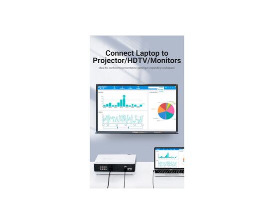 Кабель мультимедийный USB-C 3.1 to HDMI 1.5m 90° 4K 60 Гц PVC Black Vention (CGVBG), изображение 5 Кабель мультимедийный USB-C 3.1 to HDMI 1.5m 90° 4K 60 Гц PVC Black Vention (CGVBG), изображение 5