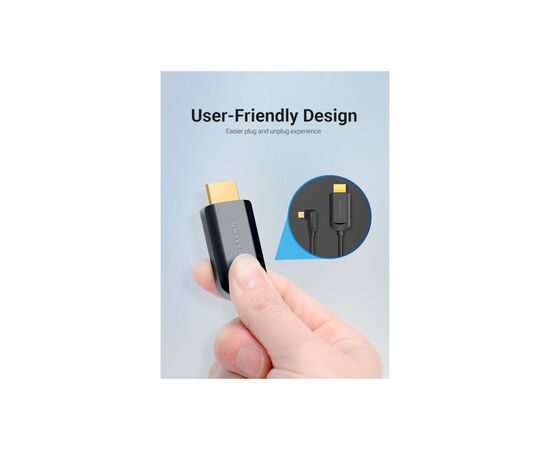 Кабель мультимедийный USB-C 3.1 to HDMI 1.5m 90° 4K 60 Гц PVC Black Vention (CGVBG), изображение 7 Кабель мультимедийный USB-C 3.1 to HDMI 1.5m 90° 4K 60 Гц PVC Black Vention (CGVBG), изображение 7