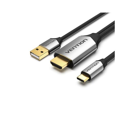 Кабель мультимедийный USB-C 3.1 to HDMI 1.5m v.2.0 4K 60Hz USB Power Supply black Vention (CGTBG)