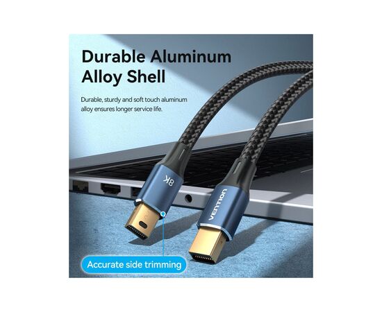 Кабель мультимедийный Mini DisplayPort to Mini DisplayPort 2.0m V1.4 8K 60Hz 32.4Gbps Blue Aluminum Alloy Vention (HCGLH), изображение 6 Кабель мультимедийный Mini DisplayPort to Mini DisplayPort 2.0m V1.4 8K 60Hz 32.4Gbps Blue Aluminum Alloy Vention (HCGLH), изображение 6