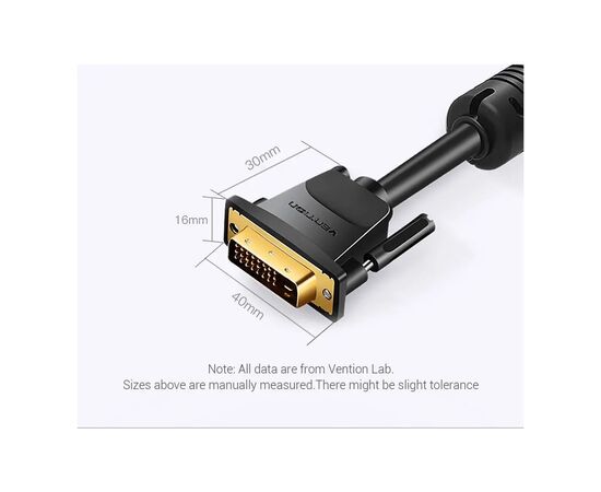 Кабель мультимедийный DVI to DVI 24+1pin 1.5m 2K 60Hz Dual Linik Vention (EAABG), изображение 2 Кабель мультимедийный DVI to DVI 24+1pin 1.5m 2K 60Hz Dual Linik Vention (EAABG), изображение 2