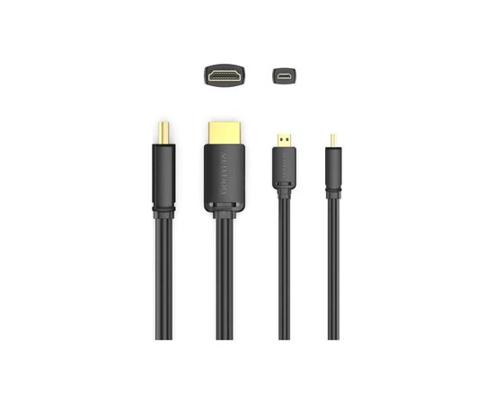Кабель мультимедийный HDMI to Micro HDMI 1.5m V2.0 4K 60Hz 18Gbps HDR Dolby Vention (AGIBG), изображение 3 Кабель мультимедийный HDMI to Micro HDMI 1.5m V2.0 4K 60Hz 18Gbps HDR Dolby Vention (AGIBG), изображение 3