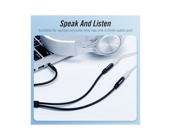 Кабель мультимедийный Jack 3.5mm 4pin M to 2X 3.5mm F Vention (BBVBY), изображение 2 Кабель мультимедийный Jack 3.5mm 4pin M to 2X 3.5mm F Vention (BBVBY), изображение 2