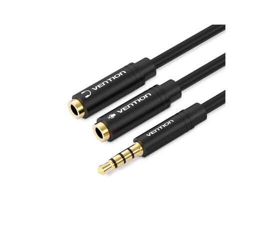 Кабель мультимедийный Jack 3.5mm 4pin M to 2X 3.5mm F Vention (BBVBY)