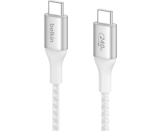 Дата кабель USB-C to USB-C 1.0m 240W white Belkin (CAB015BT1MWH), изображение 4 Дата кабель USB-C to USB-C 1.0m 240W white Belkin (CAB015BT1MWH), изображение 4