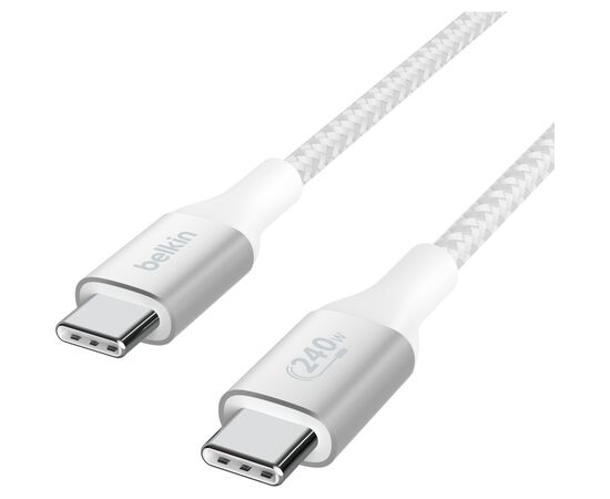 Дата кабель USB-C to USB-C 2.0m 240W white Belkin (CAB015BT2MWH), изображение 5 Дата кабель USB-C to USB-C 2.0m 240W white Belkin (CAB015BT2MWH), изображение 5