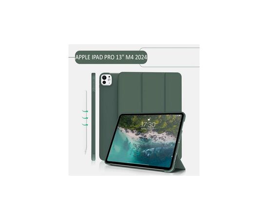 Чехол для планшета BeCover Tri Fold Soft TPU Silicone Apple iPad Pro 13" M4 2024 Dark Green (711752), изображение 6 Чехол для планшета BeCover Tri Fold Soft TPU Silicone Apple iPad Pro 13" M4 2024 Dark Green (711752), изображение 6