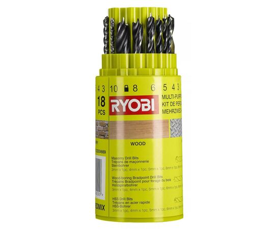 Набор сверл Ryobi RAK18DMIX, 18шт (5132004669), изображение 2