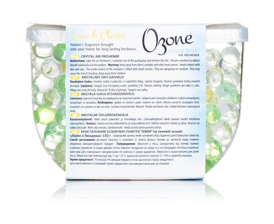 Освежитель воздуха Ozone Crystal Beads Кристаллический на основе геля Лайм и гвоздика 150 г (4770416340552), изображение 2 Освежитель воздуха Ozone Crystal Beads Кристаллический на основе геля Лайм и гвоздика 150 г (4770416340552), изображение 2
