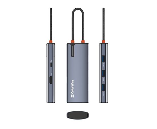 Порт-репликатор ColorWay Docking Station USB-C 5-в-1 Type C PD 100W/USB3.0х3/HDMI 4К (CW-HUB01), изображение 3 Порт-репликатор ColorWay Docking Station USB-C 5-в-1 Type C PD 100W/USB3.0х3/HDMI 4К (CW-HUB01), изображение 3