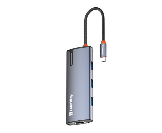 Порт-репликатор ColorWay Docking Station USB-C 6-в-1 Type C PD 100W/USB3.0х3/HDMI 4К/RJ45 (CW-HUB02), изображение 3 Порт-репликатор ColorWay Docking Station USB-C 6-в-1 Type C PD 100W/USB3.0х3/HDMI 4К/RJ45 (CW-HUB02), изображение 3