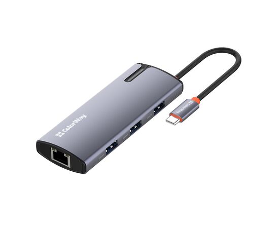Порт-репликатор ColorWay Docking Station USB-C 6-в-1 Type C PD 100W/USB3.0х3/USB2.0/RJ45 (CW-HUB03), изображение 3 Порт-репликатор ColorWay Docking Station USB-C 6-в-1 Type C PD 100W/USB3.0х3/USB2.0/RJ45 (CW-HUB03), изображение 3