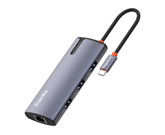 Порт-репликатор ColorWay Docking Station USB-C 6-в-1 Type C PD 100W/USB3.0х3/USB2.0/RJ45 (CW-HUB03), изображение 4 Порт-репликатор ColorWay Docking Station USB-C 6-в-1 Type C PD 100W/USB3.0х3/USB2.0/RJ45 (CW-HUB03), изображение 4