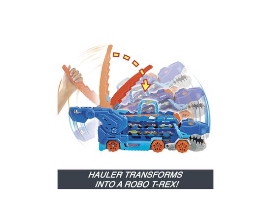 Автотрек Hot Wheels Мега-транспортер Невероятный Ти-Рекс (HNG50), изображение 3 Автотрек Hot Wheels Мега-транспортер Невероятный Ти-Рекс (HNG50), изображение 3
