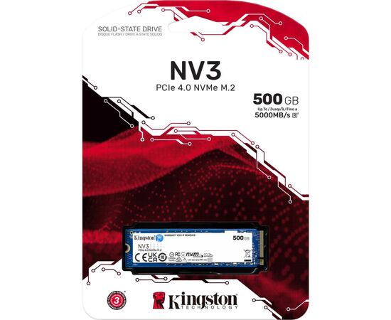 Накопитель SSD M.2 2280 500GB Kingston (SNV3S/500G), изображение 3 Накопитель SSD M.2 2280 500GB Kingston (SNV3S/500G), изображение 3