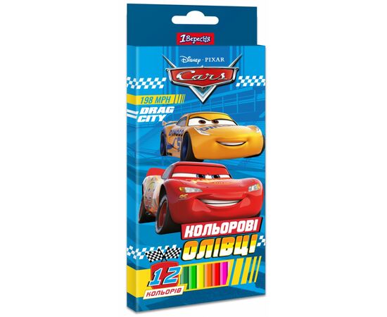 Карандаши цветные 1 вересня Cars пласт. корп. 12 цветов (290617)