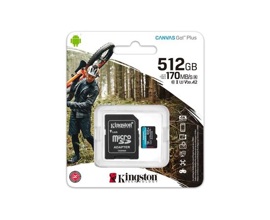 Карта памяти Kingston 512GB microSDXC class 10 UHS-I U3 A2 Canvas Go Plus (SDCG3/512GB), изображение 3 Карта памяти Kingston 512GB microSDXC class 10 UHS-I U3 A2 Canvas Go Plus (SDCG3/512GB), изображение 3