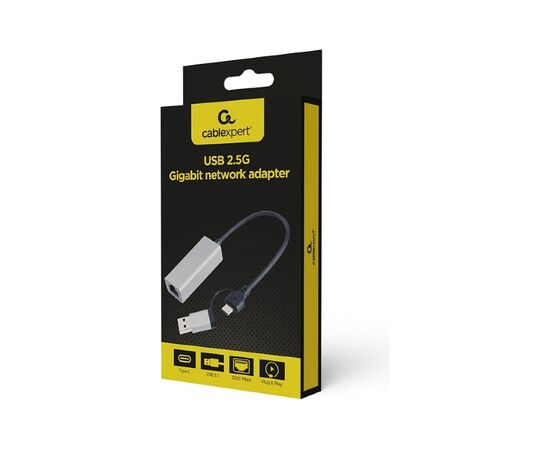 Адаптер USB-A /C to Lan 2.5 Gbit/s Cablexpert (A-USB3AC-LAN2G-01), изображение 2 Адаптер USB-A /C to Lan 2.5 Gbit/s Cablexpert (A-USB3AC-LAN2G-01), изображение 2