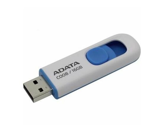 USB флеш накопитель ADATA 16GB C008 White USB 2.0 (AC008-16G-RWE), изображение 3 USB флеш накопитель ADATA 16GB C008 White USB 2.0 (AC008-16G-RWE), изображение 3