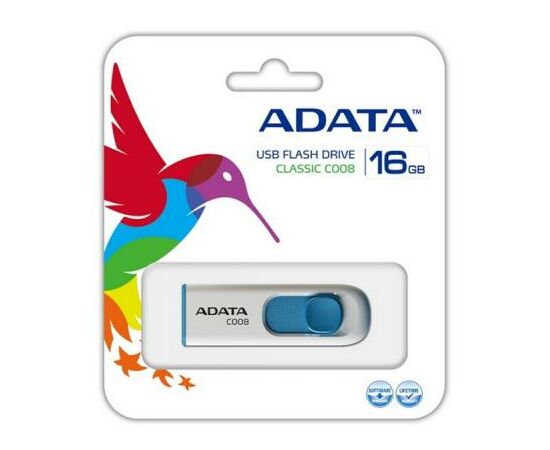 USB флеш накопитель ADATA 16GB C008 White USB 2.0 (AC008-16G-RWE), изображение 5 USB флеш накопитель ADATA 16GB C008 White USB 2.0 (AC008-16G-RWE), изображение 5