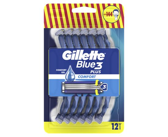 Бритва Gillette Blue 3 Plus Comfort 12 шт. (8700216148092), изображение 2 Бритва Gillette Blue 3 Plus Comfort 12 шт. (8700216148092), изображение 2
