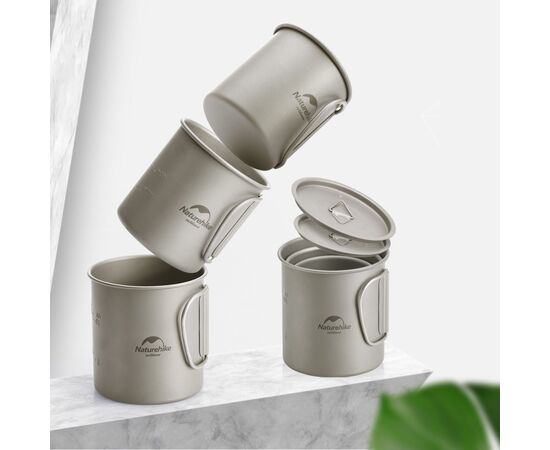 Чашка туристическая Naturehike NH20CJ005 титанова з ручкою 300 мл (6927595745779), изображение 2