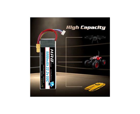 Аккумулятор для дрона HRB_ Lipo 6s 22.2V 5000mAh 50C Battery (Weight 650-700g) (HR-5000MAH-6S-50C-XT60), изображение 3 Аккумулятор для дрона HRB_ Lipo 6s 22.2V 5000mAh 50C Battery (Weight 650-700g) (HR-5000MAH-6S-50C-XT60), изображение 3