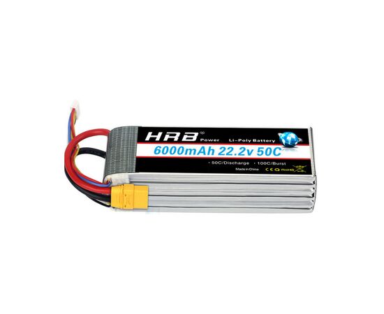 Аккумулятор для дрона HRB_ Lipo 6s 22.2V 6000mAh 50C Battery XT60 Plug (HR-6000MAH-6S-50C-XT60)