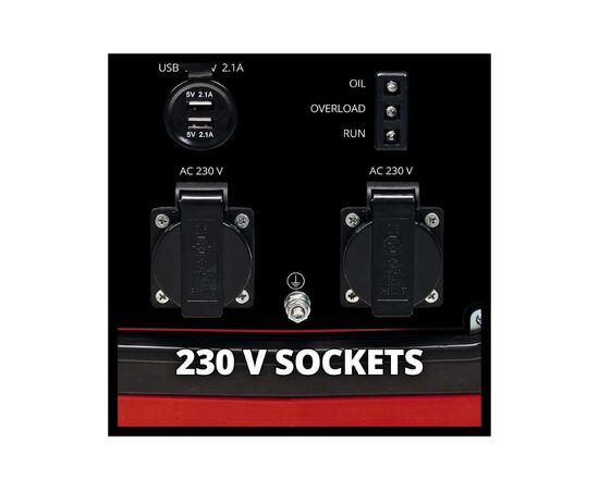 Генератор Einhell инверторный TC-IG 2000, 230В (1 фаза), 1.8/2kW, ручной старт, 21.6кг (4152590), изображение 5 Генератор Einhell инверторный TC-IG 2000, 230В (1 фаза), 1.8/2kW, ручной старт, 21.6кг (4152590), изображение 5