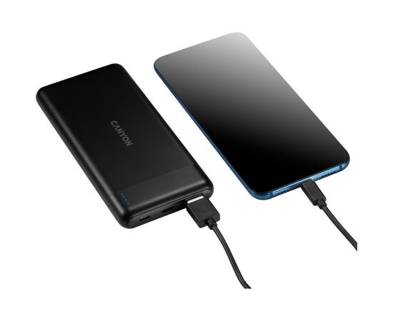 Батарея универсальная Canyon PB-107 10000mAh Input Micro/PD 18W(Max), Output PD/QC3.0 18W (CNE-CPB1007B), изображение 4 Батарея универсальная Canyon PB-107 10000mAh Input Micro/PD 18W(Max), Output PD/QC3.0 18W (CNE-CPB1007B), изображение 4