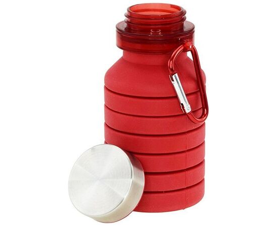 Пляшка для води Bergamo Pagoda силіконова 550 мл червоний (3000B-2), зображення 2 Пляшка для води Bergamo Pagoda силіконова 550 мл червоний (3000B-2), зображення 2