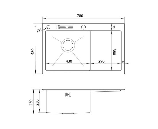 Мойка кухонная Nett NS-7848, изображение 5 Мойка кухонная Nett NS-7848, изображение 5
