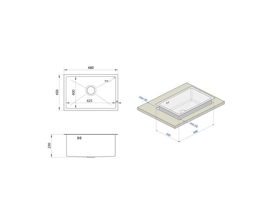Мойка кухонная Nett NS-6845 (040125), изображение 4 Мойка кухонная Nett NS-6845 (040125), изображение 4