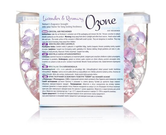 Освежитель воздуха Ozone Crystal Beads Кристаллический на основе геля Лаванда и розмарин 150 г (4770416340576), изображение 2 Освежитель воздуха Ozone Crystal Beads Кристаллический на основе геля Лаванда и розмарин 150 г (4770416340576), изображение 2